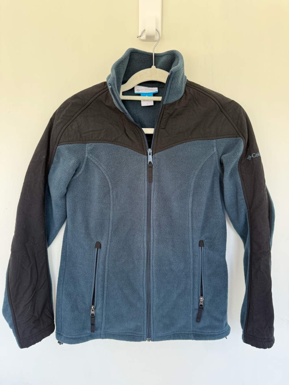 Columbia Blue and Dark Gray Fleece Full Zip Jacket with Blue Logo Tag